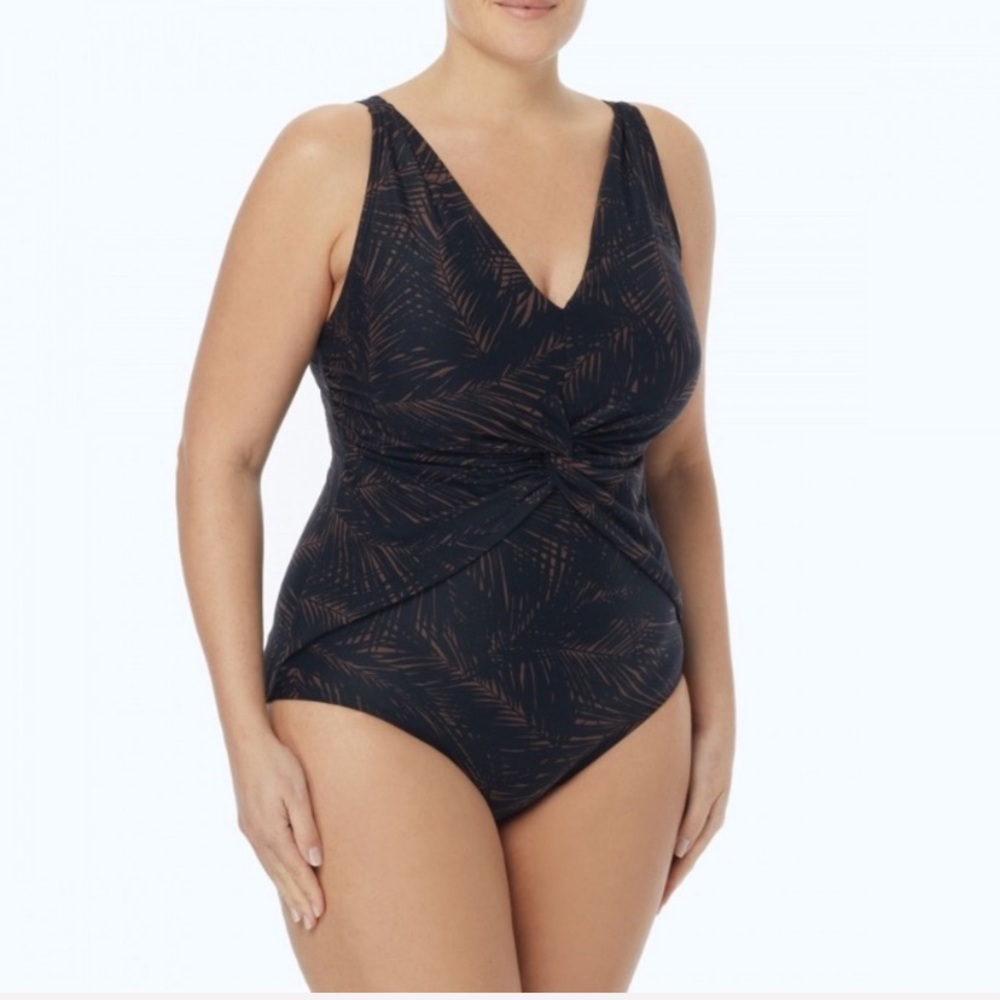 MICHAEL Michael Kors Deep V Twist Swimsuit